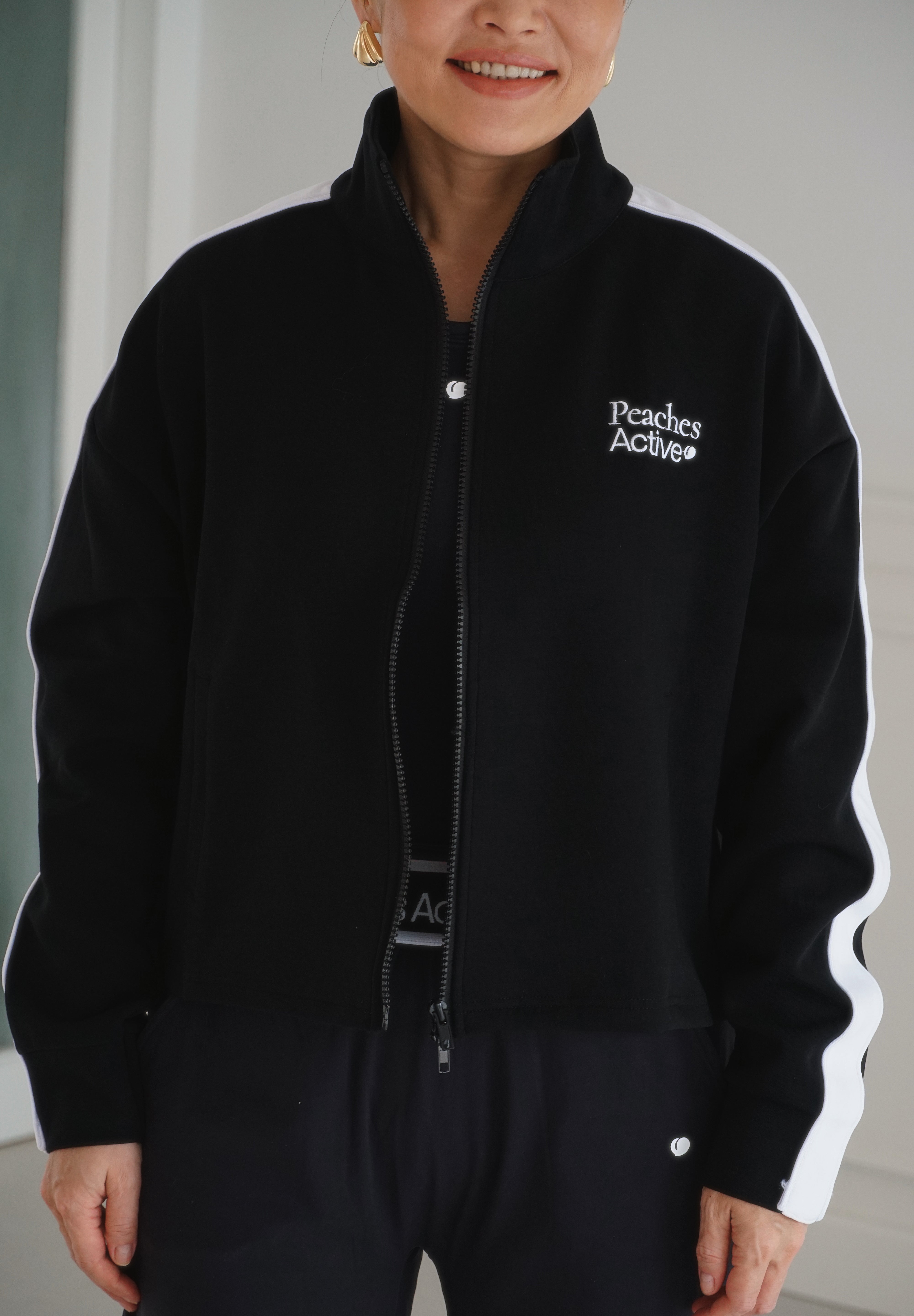 Flyaway Zip-Up Jacket – Contrast Stripe (Black Edition)