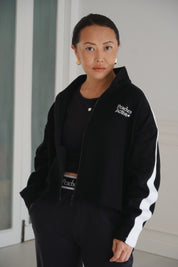 Flyaway Zip-Up Jacket – Contrast Stripe (Black Edition)