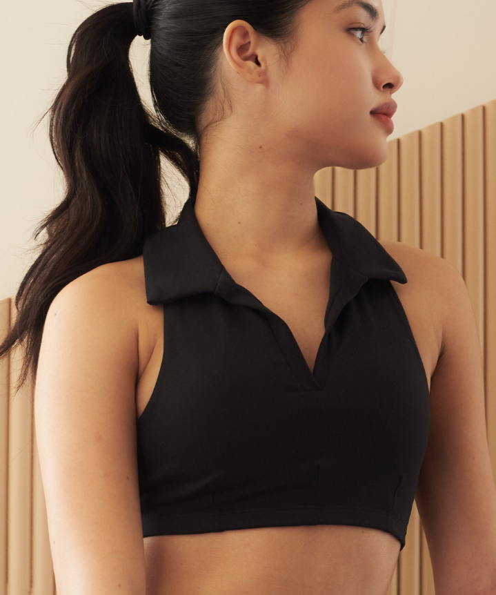 Activewear Collar Crop Top