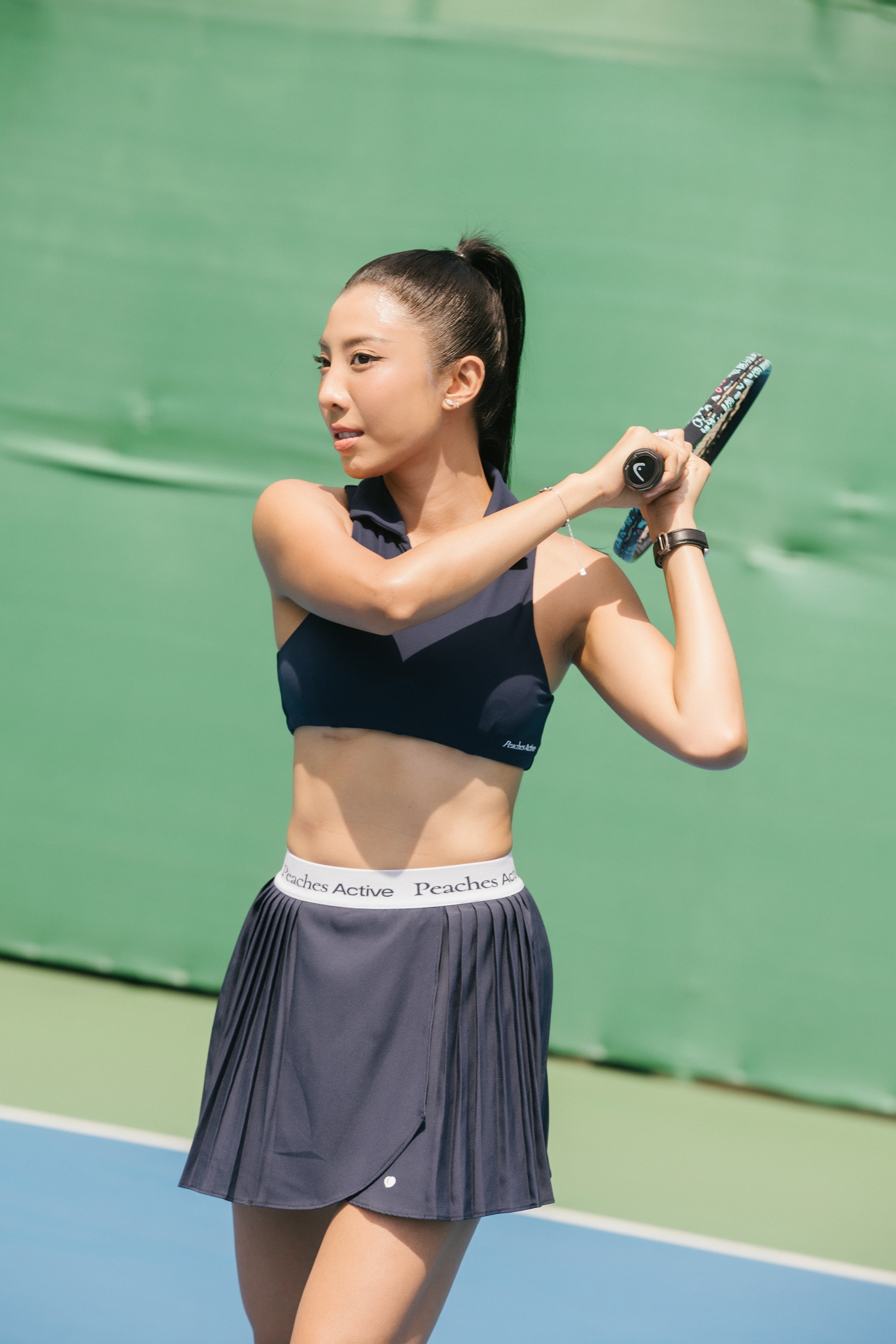 Split Two-Tone Tennis Skirt (Wrap Front)