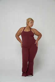 Peaches Active - Paris Halter Neck Top Solid Edition Red Maroon